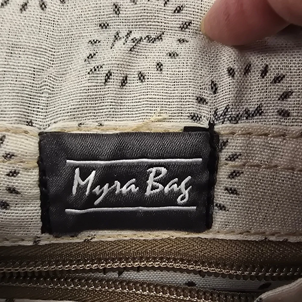 Myra Bag Canvas and Hair-on-Hide Leather Backpack Geometric Diamond Gray Brown